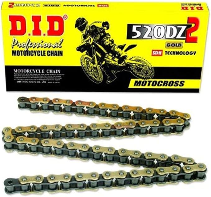 DID (520DZ-98) Gold 98 Link High Performance DZ2 Series Non-O-Ring Chain with Connecting Link