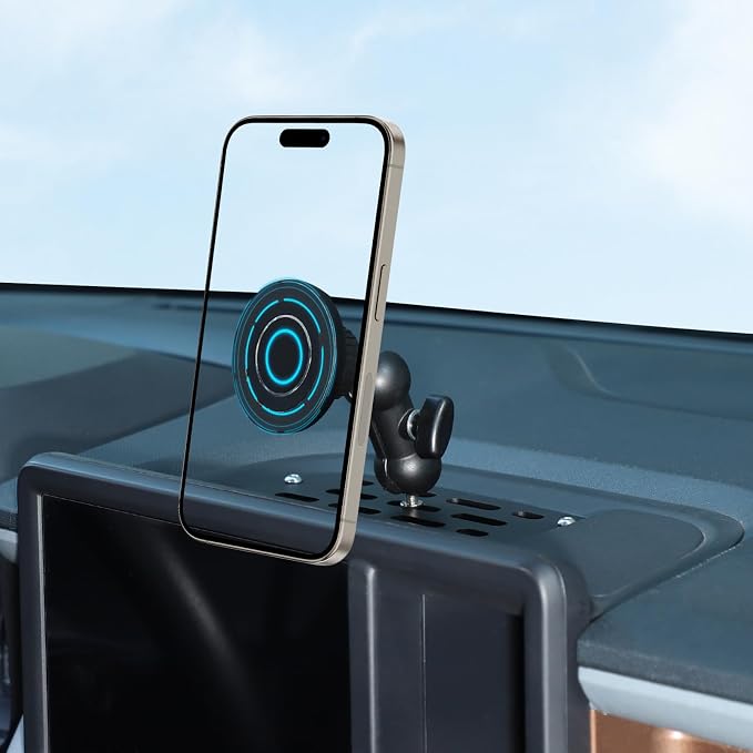 Aunginsy Center Console Dash Mount Magnetic Phone Holder Compatible with Ford Maverick 2022-2024, Dashboard Instrument Table Organizer Storage Tray Groove Panel Cell Mobile Phone Bracket Accessories