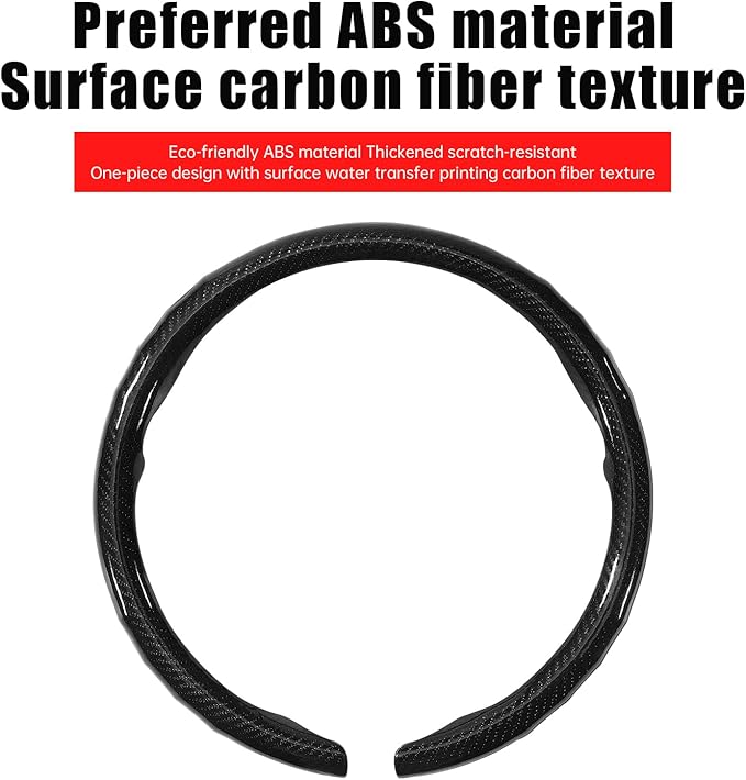 Car Steering Wheel Cover for Nissan Frontier, Rogue, Altima, Sentra, Pathfinder, Titan, Skyline Carbon Fiber Pattern Protective Cover - Black Compatible with 15-inch Wheels Aftermarket Accessories