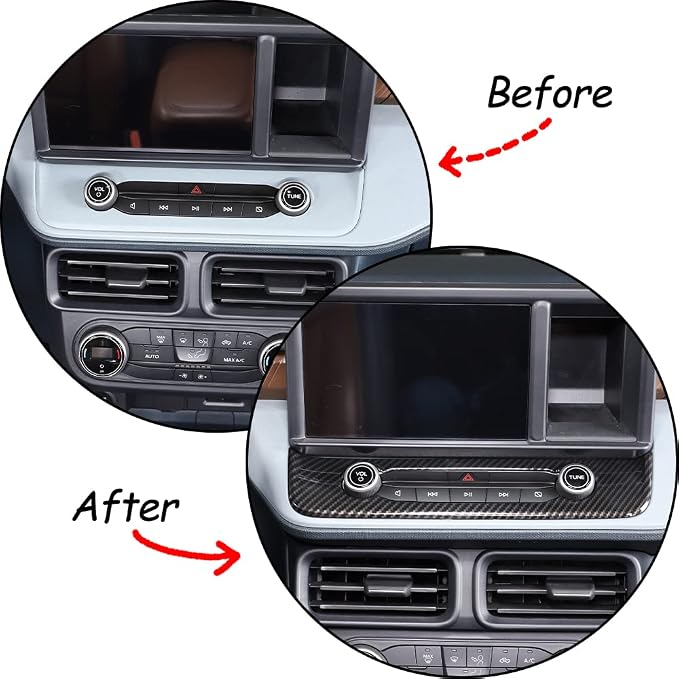 Lcojicep 7PCS Full Set Interior Trim Kit Compatible with Ford Maverick 2022-2024 Central Control air Conditioner Switch Panel Gear Panel air Conditioner Outlet Cover Decoration (Carbon Fiber Grain)