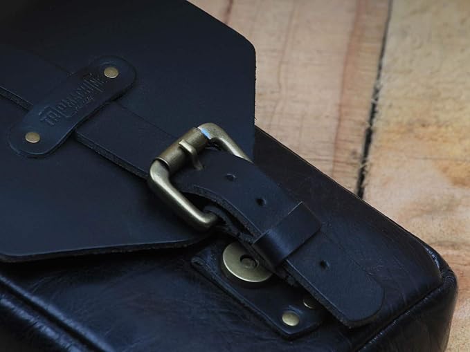 Trip Machine Company Genuine Leather Motorcycle Magnetic Fuel Tank Pouch to Carry All Your Riding Essentials (Black)