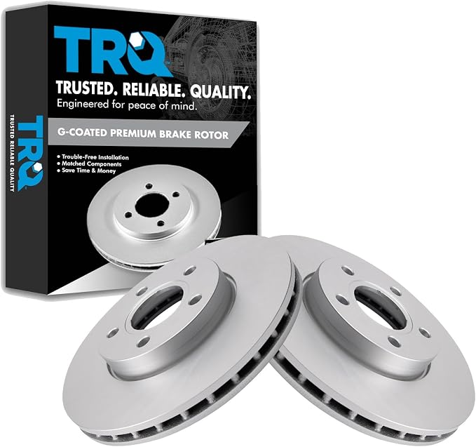 TRQ Front Brake Rotor Set G Coated Vented Compatible with 2013-2018 Ford C-Max 2012-2018 Focus