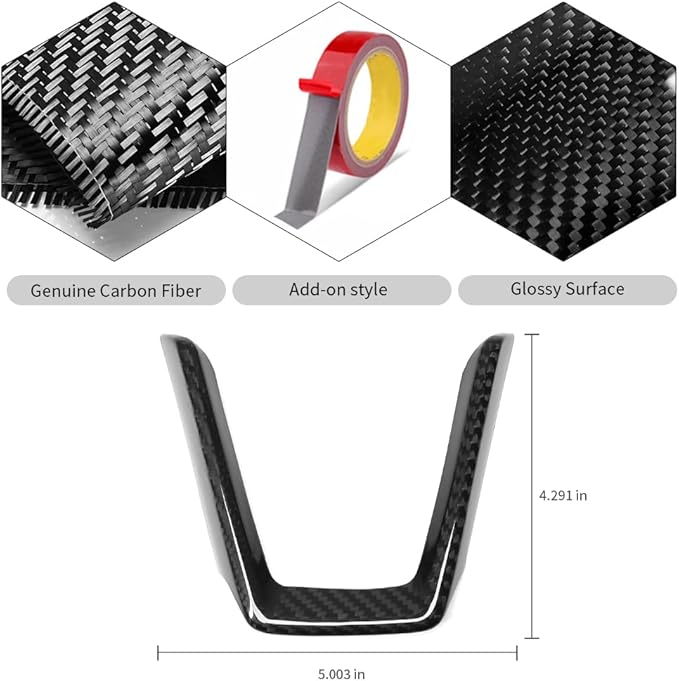 Jogon Dry Carbon Fiber Steering Wheel Lower Trim for Subaru WRX VB STI S4 2022 2023 2024 U-Shaped Frame, Steering Wheel Bezel Cover
