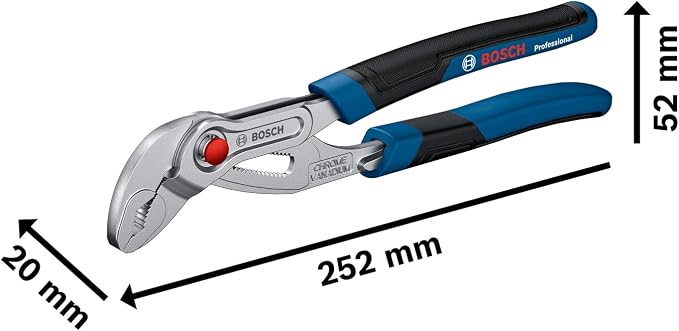Bosch Professional Water Pump Pliers 250mm 2K Soft Grip Chrome Vanadium Steel