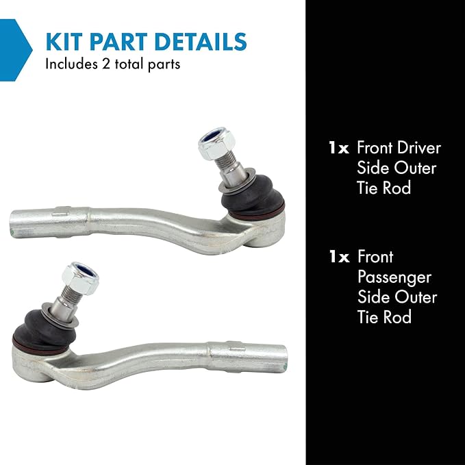 TRQ Outer Driver and Passenger Side Tie Rod Set 2 Piece Compatible with 08-11 Mercedes-Benz C300 Sport Luxury 08-11 C350 08-15 C63 AMG 10-14 E350 Base 11-13 E350 Bluetec 12-14 E550 Base 12-15 C250