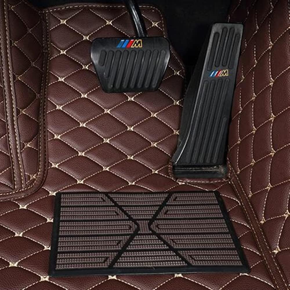 Custom All-Weather Protection Luxury Leather Floor Mats for Cars SUVs Trucks According Anti-Slip Leather Floor mats ﻿ (16,Dark Brown)