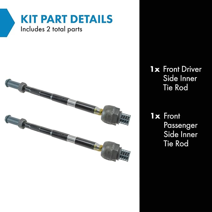 TRQ Inner Driver and Passenger Side Tie Rod Set 2 Piece Compatible with 2008-2017 Buick Enclave 2009-2017 Chevrolet Traverse 2007-2016 GMC Acadia 2017 GMC Acadia Limited 2007-2010 Saturn Outlook