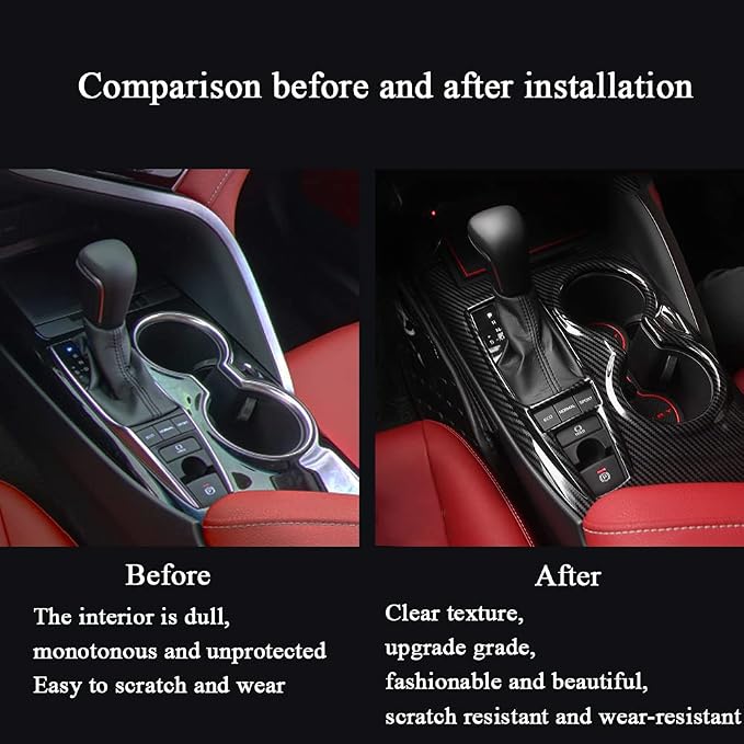 Rifoda for 2018 2019 2020 2021 2022 Toyota Camry ABS Accessories Center Console Gear Shift Panel Cover Fit for Carmy LE SE TRD SE-Nightshade Editon Interior Trims Carbon Fibre