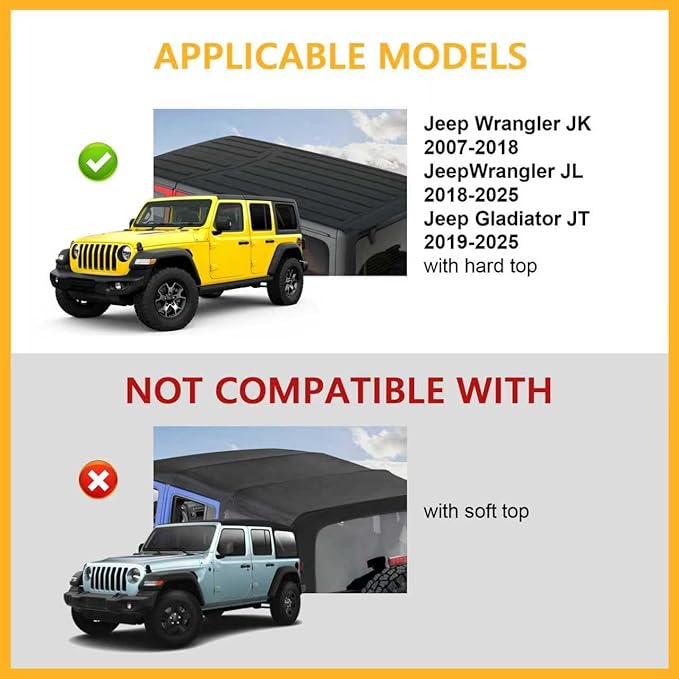 Tuyoung Roof Rack Cross Bars Lockable Compatible with Jeep Wrangler JK JL Gladiator JT 2007-2026, 2 & 4 Door 220lbs Heavy Duty Aluminum Crossbars Rooftop Kayak Bike Luggage Racks
