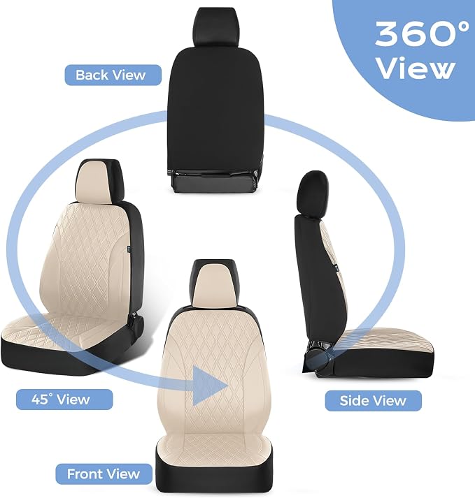 FLORICH Car Seat Covers Front Seat, Leather Seat Covers for Cars, Waterproof Car Seat Protector Breathable, Front Seat Covers for Cars, Automotive Seat Covers Universal Fit for Most Car SUV Truck