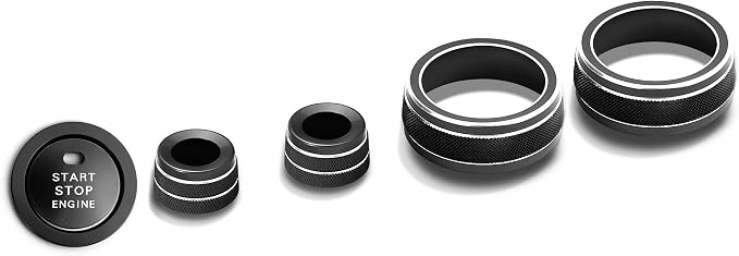 for Toyota RAV4 2019 2020 2021 2022 2023 2024 2025-2025 Accessories, 6PCS Aluminum Alloy Knob Cover Trim Kit - Push Start, AC & Volume Dial (Black)