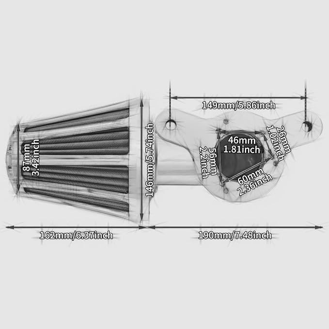Air Cleaner Filter 90° Forward-Facing Intake Kit CNC Fit for Harley Touring Softail Dyna Sportster XL (Chrome Housing Red Element, B For Touring 00-07,Softail 00-15,Dyna 00-17)