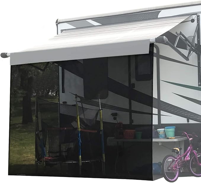Shadeidea RV Sun Shade Screen for RV Awning - 9' X 10' 5'' (fit for 11' Awning) Black Mesh Sunshade Motorhome Camping Trailer Screen Shade UV Sunblocker Canopy Sunscreen - 3 Year Warranty