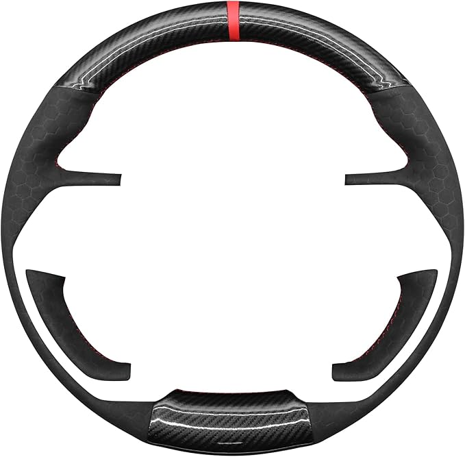 MEWANT Steering Wheel Cover Compatible with Toyota Tacoma 2024 / Tundra 2022-2024 / Sequoia 2023-2024 Hand-Stitched Carbon Fiber&Suede Steering Wheel Wrap
