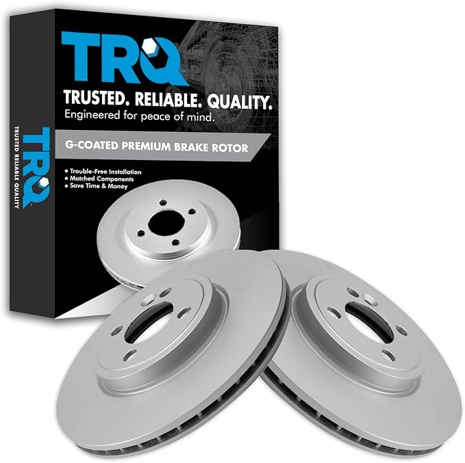 TRQ Front Brake Rotor Set G Coated Vented Compatible with 2007-2015 Mini Cooper