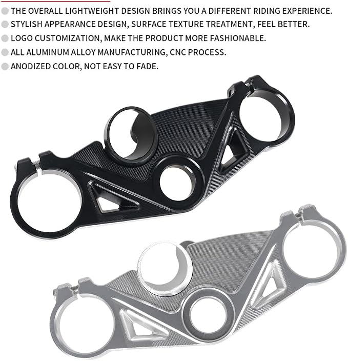 ONE.K.S Motorcycle Triple Tree Forks Top Clamp Front End Upper Top Steering Clamp Fit for Kw-asaki ZX6R 2019-2026 European Version Triple Tree Uplink CNC Aluminum (Silver-TX)