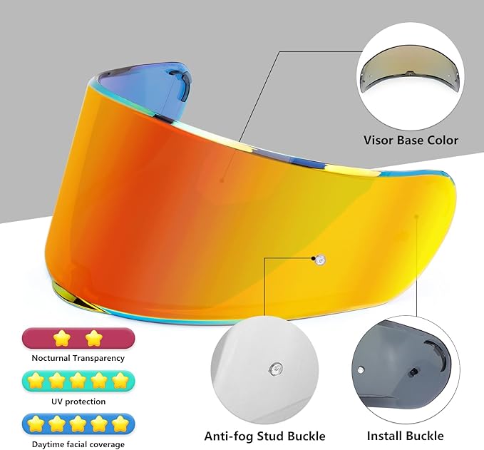 XINGWU Motorcycle Helmet Visor for Sedici Strada 2 Strada 3 LS2 FT2 VECTOR FF801 FF397 with Anti-fog Rainproof Helmet Film Face Shield Motorcycle Helmet Accessories Visor Replacement (Rainbow)