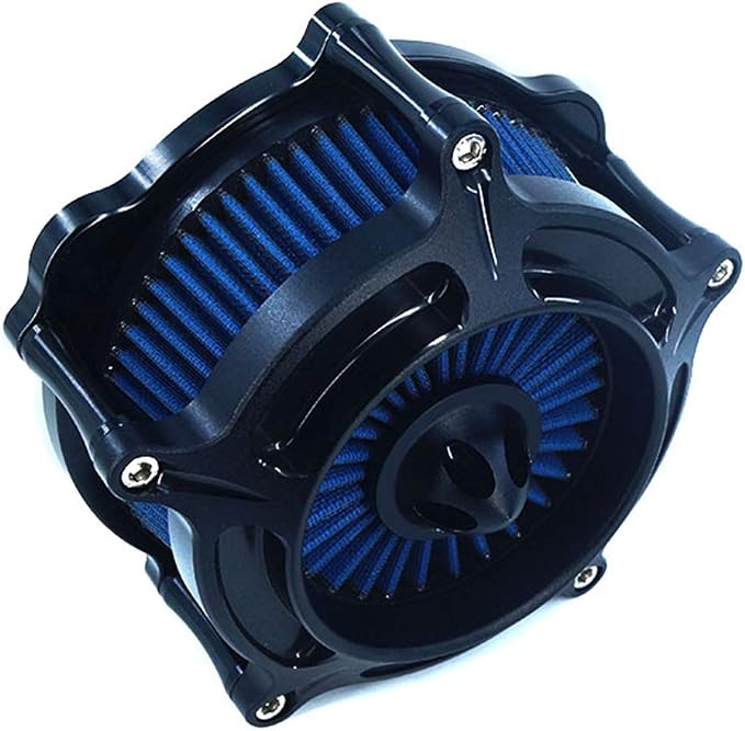 Motorcycle Turbine Air Cleaner Intake Filter Cnc Cut Kit Black for Harley Sportster XL 883 XL 1200 2007-2018 Fitment A (Blue)