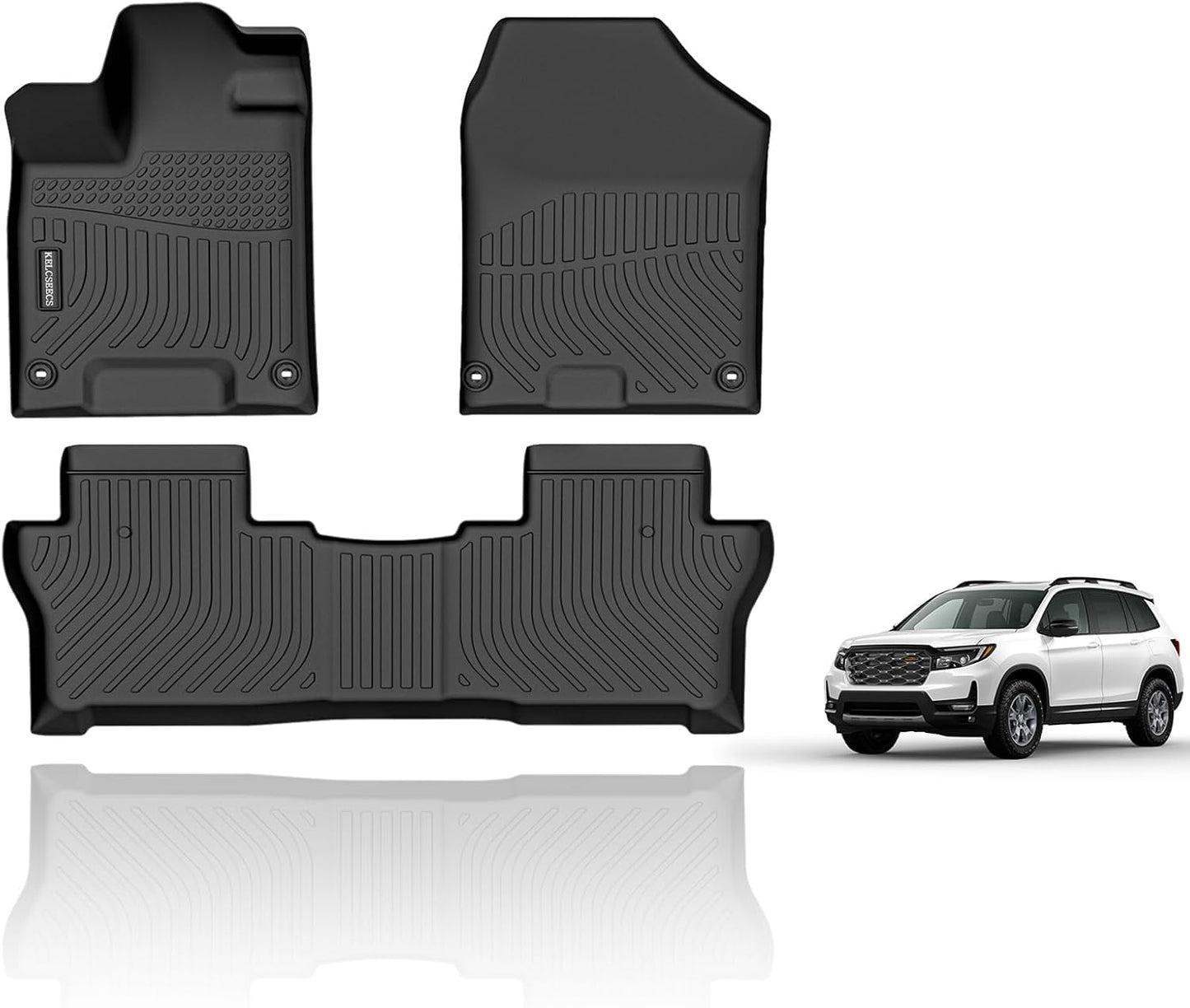 KELCSEECS® Floor Mats & Cargo Liner Custom for Honda Passport 2019-2025 All Weather Protection TPE Floor Liners Front & Rear Row Full Set Honda Passport Accessories Black