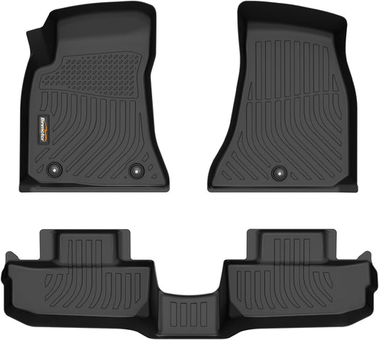 Binmotor-All Weather Car Floor Mats for Dodge Challenger 2015-2023 (RWD Version), 1st & 2nd Row, TPE Rubber Liners for Dodge Challenger Accessories Floor Liners