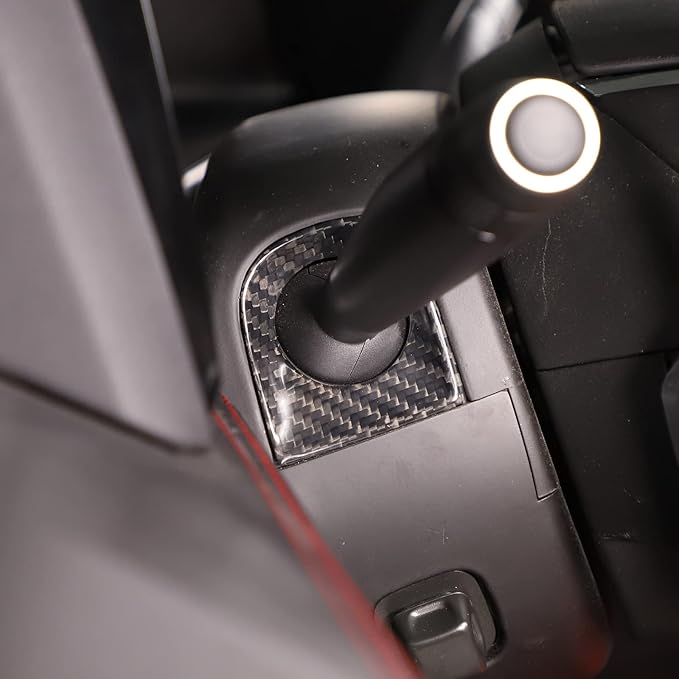 Steering Wheel Steering Rod Base Cover Trim Compatible with Corvette C8 Stingray 2020-2023,Real Carbon Fiber 2PCS C8 Interior Steering Wheel Accessories (Black Carbon)
