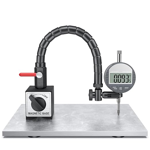 HDLNKAK Digital Dial Indicator 0-25.4mm/1''with Magnetic Base, Dial Indicator Tools Set for Alignment, 0.001" Accuracy Measurement Tool with Flex Arm Base and Indicator Combo