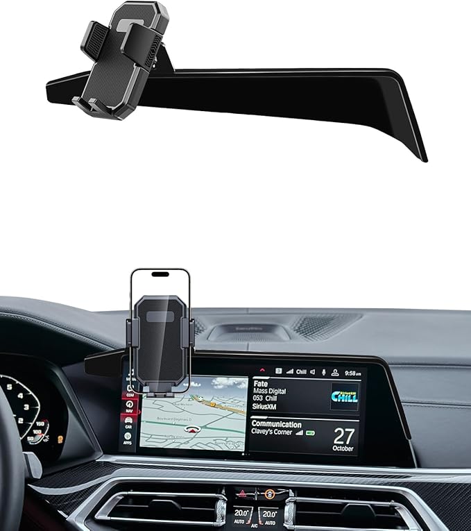 PZK Car Phone Mount Fit for BMW X5 2019-2023/X6 2020-2023/X7 2019-2022 Accessories 12.3-Inch Screen Fixed Clip, Auto Lock Car Phone Holder 360° Rotation Automobile Cradles Fit iPhone & 4.0-7.0'' Phone