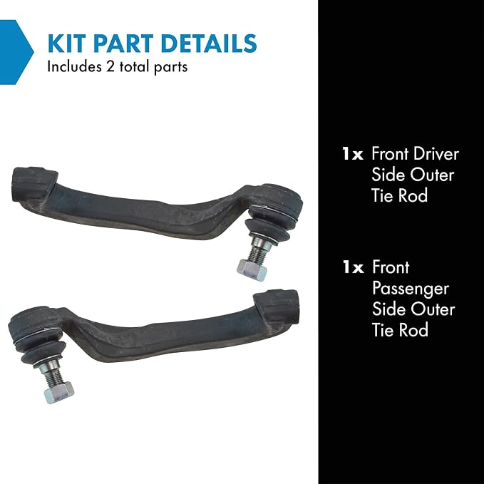 TRQ Front Outer Tie Rod Set 2 Piece Compatible with 2004-2005 Mercedes-Benz E320 06-09 E350 04-06 E500 07-09 E550 03-06 S430 S500