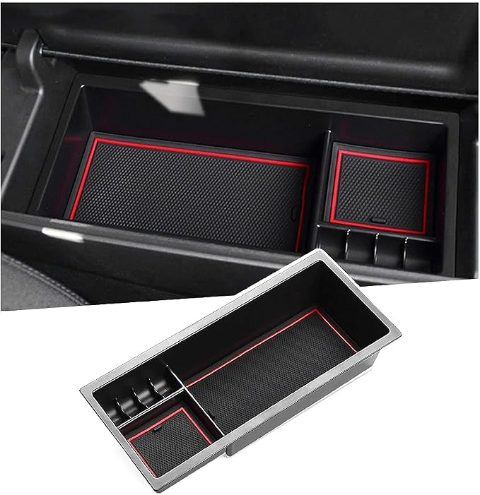 LUWU Prius XW50 Center Console Organizer for 2016 2017 2018 2019 2020 2021 2022 Prius Accessories Armrest Console Storage Box Glove Organizer Tray ABS Material (Red)