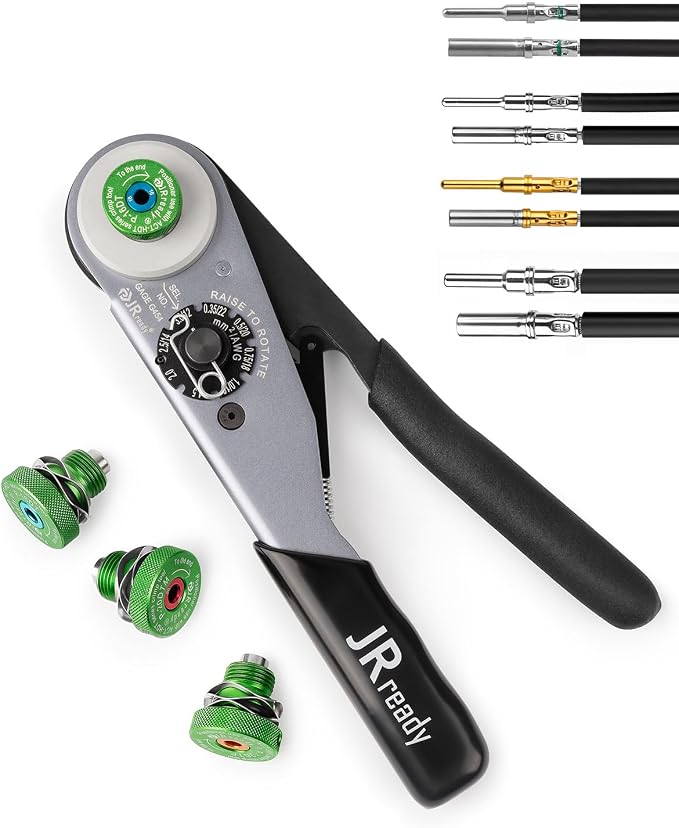 JRready Deutsch Crimp Tool ST2169 Deutsch Crimping Tool for DT,DTM,DTP and Amphenol AT ATP ATM Series Size 16 20 12 Solid Pin&Soc Contacts,Closed Barrel Crimp Tool with Three Positioners