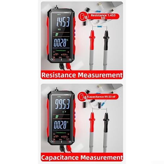 FS899S Digital Multimeter Tester, USB Rechargeable Smart Auto Ranging Multimeter, Measure AC/DC Current/Voltage, Capacity, Continuity, Resistance, Frequency, Non-Contact Voltage (NCV)(FS899S)