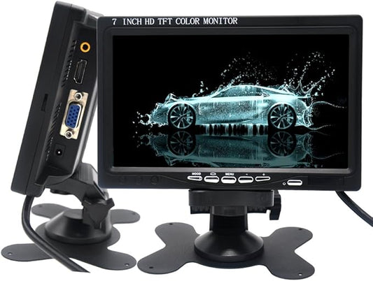 Padarsey 7 Inch Monitor HDMI - 1024x600 HD TFT LCD Screen Display AV VGA Input Built in Speaker for Raspberry Pi 3 Model B+ 3B CCTV Computer PC DVR Car