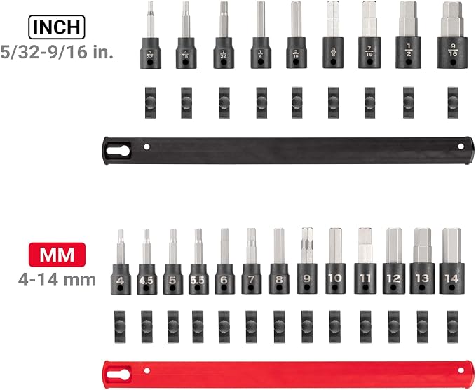 TEKTON 3/8 Inch Drive Hex Impact Bit Socket Set, 22-Piece | SIB91201