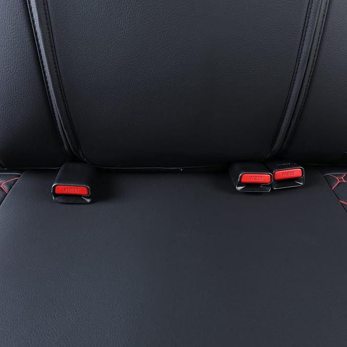 Tomatoman Tacoma Seat Covers Customized for 2005-2025 2026 Sport Extended Access Cab Pickup Truck, Waterproof Faux Leather Car Cushions(Rear Seat, Black-Red)