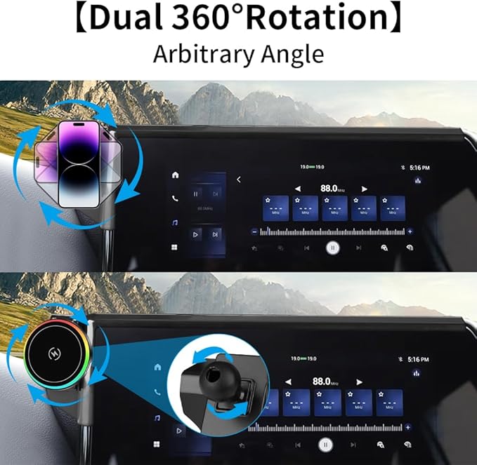 Car Magnetic Phone Mount for Toyota Highlander 2020-2026 Limited Platinum [only for 12.3 inch Touch Screen ] Auto Accessories Best Cellphone Holder Fast 15W Wireless Charger Cell Phones Charging Stand