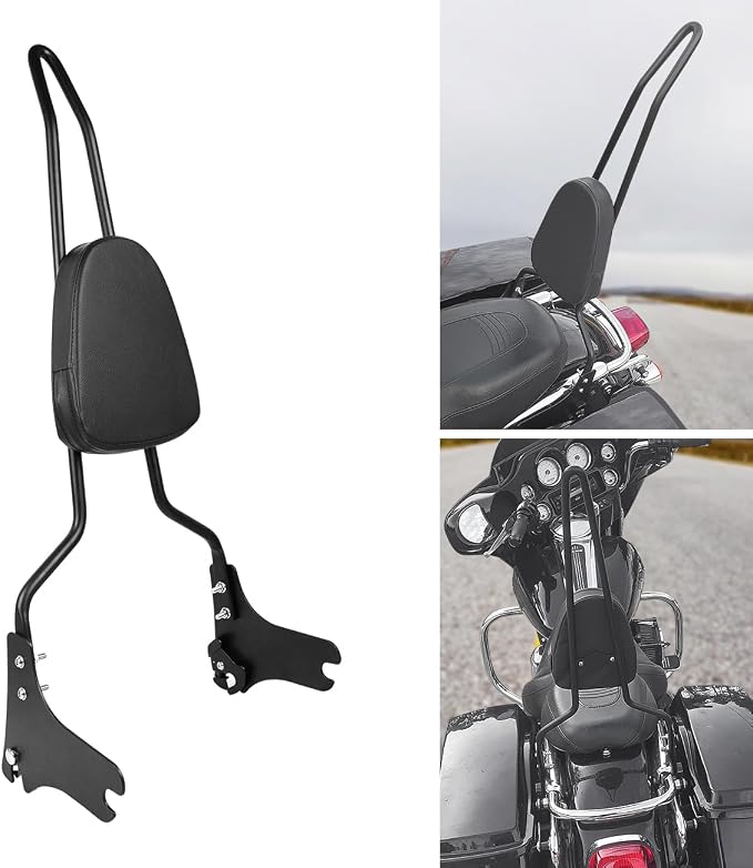 AUFER Detachable Rear Passenger Backrest Sissy Bar With Back Rest Cushion Pad Compatible With For 1997-2008 Harley Touring Road King Street Glide Electra Glide Road Glide FLHR FLHX FLHT FLTR