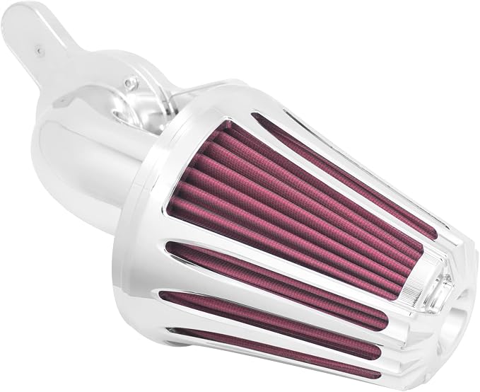 Motorcyle Air Cleaner Filter CNC 90° Forward-Facing Kit Fit for Harley Softail Touring Trike Sportster XL Dyna (Chrome Housing Red Element, C For Touring 08-16,Softail 16-17,Trike 08-16)
