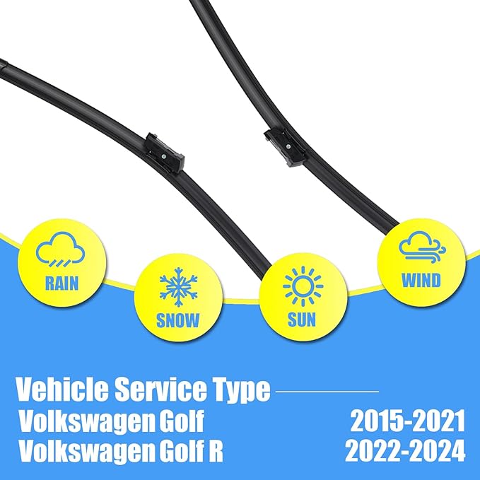 Gavimnal® 26"+18"+11" Silicone Wiper Blades Replacement For Volkswagen Golf R 2015-2024,All-Season Front Rear Windshield Wiper Blades(Set of 3)