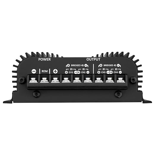 Taramps TS 400x4 2 Ohms Black Multichannel Stereo Amplifier 400 Watts Rms, 4 Channels, Full Range, Car Audio Digital 2 Bridged Channel, Crossover High/Low Pass, with RCA and Automatic High Level Input