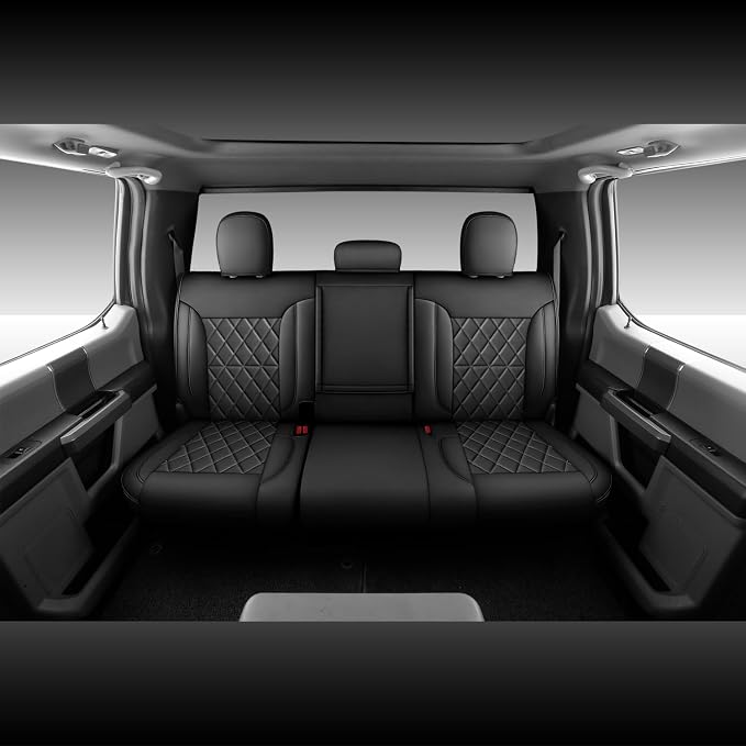 Silverado Sierra Custom Seat Covers, fit 2019-2026 Chevy Silverado GMC Sierra 1500 and 2020-2026 2500HD 3500HD Crew Cab(Rear Only, Black Rear)