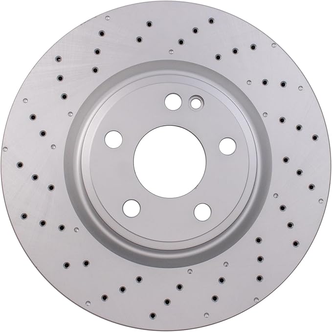 TRQ Front Brake Rotor Set Coated Drilled Compatible with 2014-2019 Mercedes-Benz CLA250 with Sport Package 2015-2020 GLA250 with Sport Package