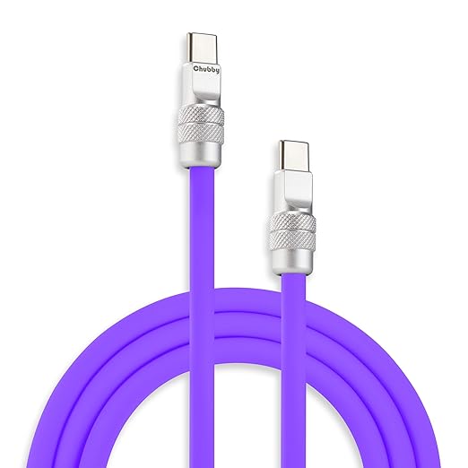 chubbycable Chubby 2.0 USB C 240W Fast Charging Cable Silicone Soft Durable USB C Cable Extra Thick Charger Cord Compatible with iPhone 17-15 Series iPad, Violet, Type-C to Type-C, 9.8FT