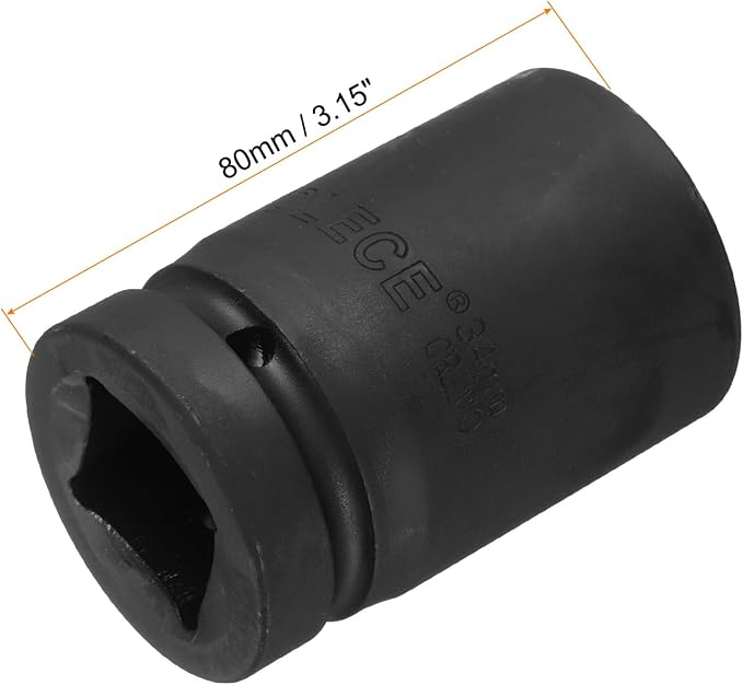 uxcell 1" Drive 34mm 12-Point Impact Socket, CR-MO Steel 80mm Length, Standard Metric Sizes