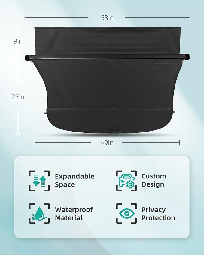 SCITOO Cargo Cover 2015-2019 Fit for Subaru Outback 2.5L 2015-2019 Fit for Subaru Outback 3.6L Upgraded Retractable Rear Trunk Cover with Aluminum PVC&Plastic