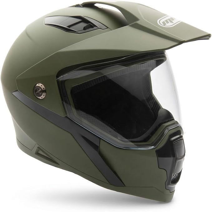 MMG Helmet Dual Sport Off Road Motorcycle Dirt Bike ATV - FlipUp Visor - Model 23 (Large, Green)