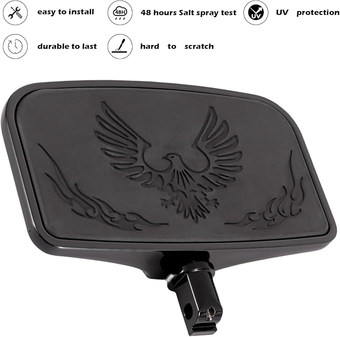 Kinglemc Front Rear Rider Passenger Floorboard FootPeg for Victory/Indian (Eagle, Black)
