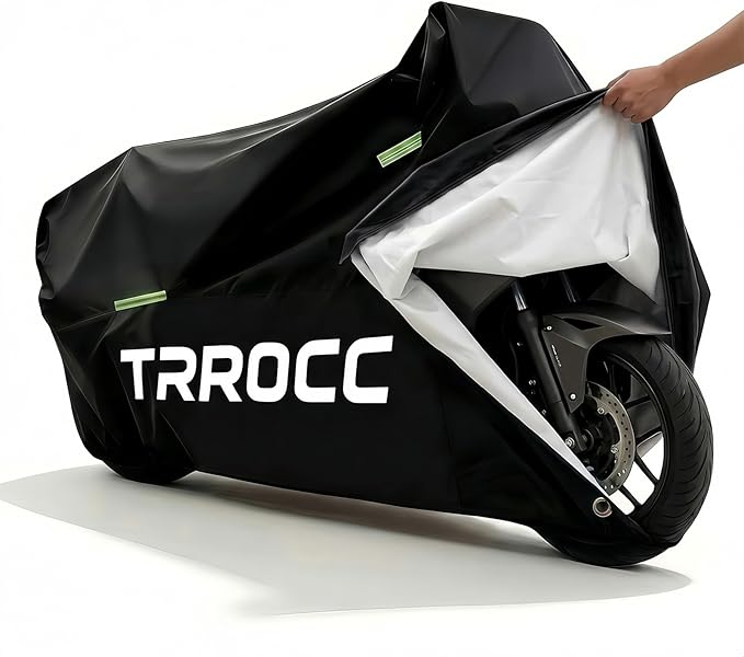 300D Heavy Duty Motorcycle Cover Waterproof Outdoor, Thick Cover for BMW Harley Yamaha Indian Kawasaki Honda Lined with Cotton Touring Rain Protection Hard Flet/Fleece Motor Covers 4XL Black