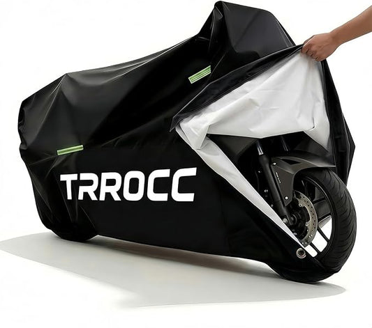 300D Heavy Duty Motorcycle Cover Waterproof Outdoor, Quad Cover for BMW, Harley, Yamaha, Lined with Cotton, Touring, Sportbike, Scooter, Powersports Vehicle Covers, XL Black