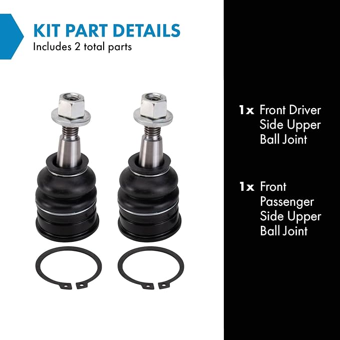 TRQ Front Upper Left and Right Ball Joint Set Compatible with 15-20 Cadillac Escalade with Stamped Steel Upper Control Arms 14-18 Chevrolet Silverado 1500 Stamped Steel Control Arms