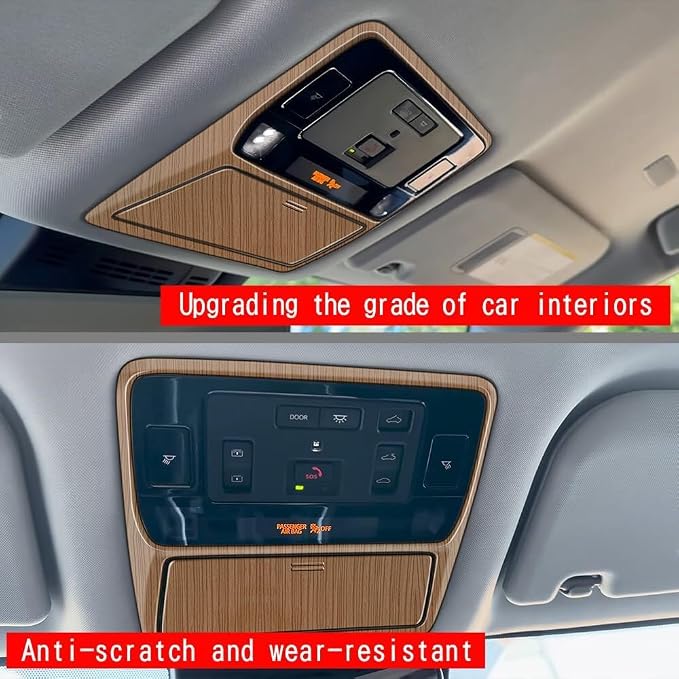 2Pcs Car Reading Light Frame Panel Trim Cover Compatible with Toyota Grand Highlander 2024 2025 2026 Fit for 2024-2026 Grand Highlander ABS Accessories(Wood Grain)